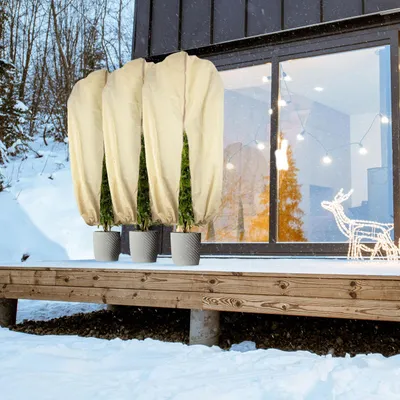 Produktbild von Pflanzenabdeckung XL, Winterschutz, 180 x 120 cm, Kübelpflanzen Schutzhauben als Frostschutz mit Zugband und Reissverschluss, atmungsaktiv