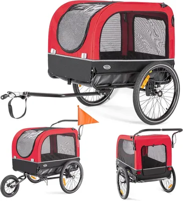 Image de Remorque pour chiens, 2-en-1, remorque vélo et poussette, avec suspension, remorque pour chiens, capacité maximale de 40 kg