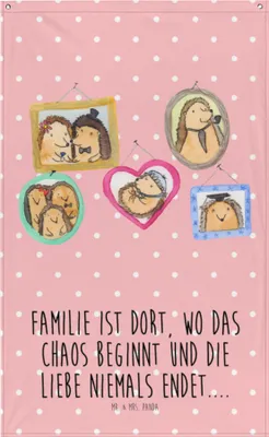 Produktbild von Mr. & Mrs. Panda Gobelin Igel Familie - Rot Pastell - Geschenk, Wandteppich, Muttertag, Stoff Wandbild, Wandbehang, Liebe, Bruder, Bilder, Tapestry, Papa