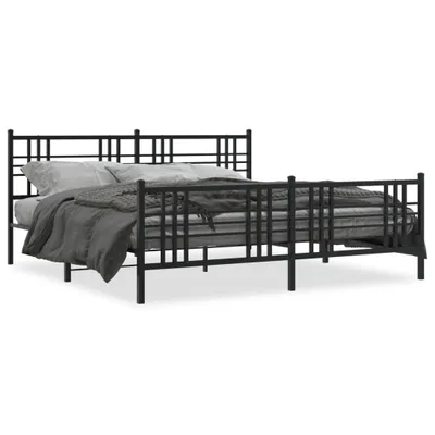 Obrázek produktu pro Postel s čelem a nohou kovová černá 183x213 cm