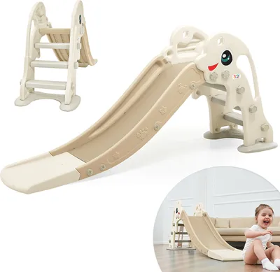 Obrázek produktu pro Dětská skluzavka Baby Vivo - delfín v kávové / hnědé barvě