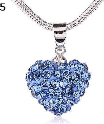 Produktbild von Damenmode süße eingelegte Strass Liebe Herz Anhänger kurze Halskette Geschenk-Hellblau