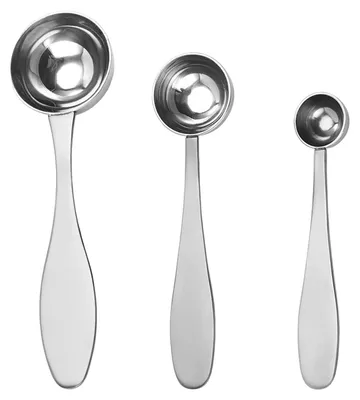 3 Tee-Dosierlöffel aus Edelstahl 304, silber, 16x4,5 cm