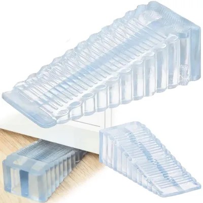 Produktbild von Türkeil Türstopper Silikon transparent rutschfest leise Türpuffer ohne Bohren Stopper für Innen und Außentüren 95x40x28 mm