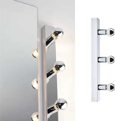 Image de Set lampe de miroir Regula II incl. ampoule 3-flamme IP44 E14 2700K 3x440lm 230V 3x4,8W dimmable chrome, miroir de tête argenté