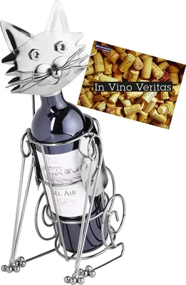 Produktbild von BRUBAKER Držiak na fľašu vína Cat Bottle Stand Dekoratívny predmet Kov s blahoželaním pre darček k vínu