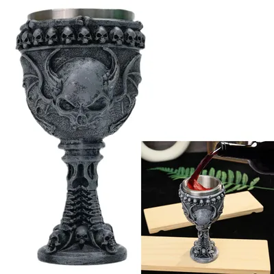 Totenkopf-Becher aus Edelstahl, silber, 150 ml, 1 Stück