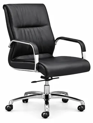 Immagine prodotto di Poltrona da ufficio ergonomica, rivestita in ecopelle nera e con struttura in cromo