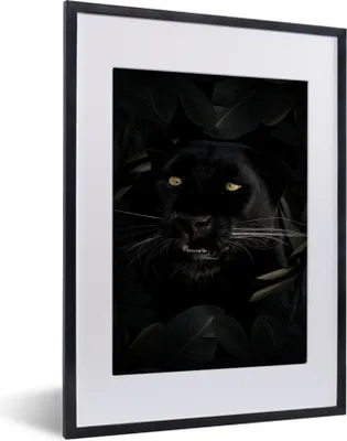 Produktbild von MuchoWow® MuchoWow® Gerahmtes Poster Panther - Dschungel - Pflanzen 30x40 cm - Poster mit zchwarzem Bilderrahmen - Wandposter Schlafzimmer