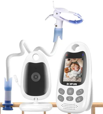Produktbild von BOIFUN Babyphone mit Kamera und Halterung, Infrarot-Nachtsichtkamera Babyfon mit Temperaturüberwachung, VOX-Modus, Baby Monitor Gegensprechfunktion