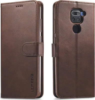 Produktbild von Xiaomi Redmi Note 9 Hülle - LC.IMEEKE Luxus Klapphülle - Dunkelbraun
