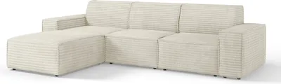 Produktbild von Ecksofa Chicago 290 cm - Sofa mit Premium-Stoff - Design Eckcouch, Kordstoff, Ecksofa L-Form, Links (Creme - Tilia 3)