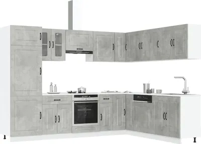 Produktbild von Design 14-tlg. Küchenschrank-Set Kalmar Betongrau Holzwerkstoff, Küchenschränke Neu