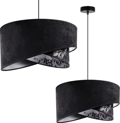 Image de Plafonnier Suspendu Lustre Abat-Jour Noir