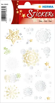 Produktbild von HERMA Creative Sticker Sternengestöber, Folie, Gold, Grün, Silber, Permanent, Weihnachten, 20 Stück(e), 1 Blätter
