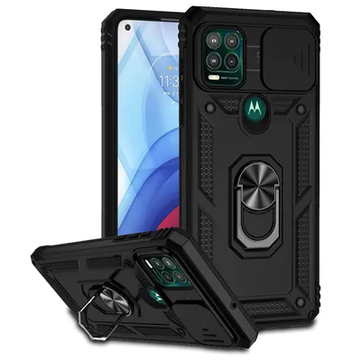 Obrázek produktu pro Pouzdro pro Motorola Moto G Stylus 5G dvouvrstvé pouzdro s posuvným krytem kamery a prstencovým stojánkem černé