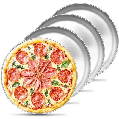 Obrázok produktu pre Sada 4 plechov na pizzu, nerezová oceľ, priemer 26 cm, okrúhle, plechy na pečenie