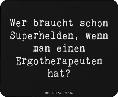 Produktbild von Mr. & Mrs. Panda Mouse Pad Spruch Ergotherapeut Held - Schwarz - Geschenk, Mauspad, laptop mousepad, Ergotherapie, mousematte, Humor, Berufsleben, Kreativität, Beruf