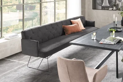 Produktbild von KAWOLA Esszimmerbank CHARME Cord grau 206cm