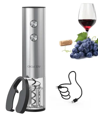 Immagine prodotto di Apribottiglie elettrico per vino, con tagliacapsule, luce LED, ricaricabile, color argento