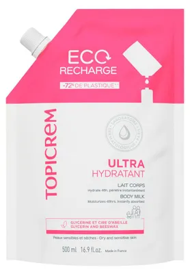 Image de TOPICREM Lait corporel ultra hydratant recharge 500ML