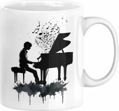 Produktbild von Klavier-Spieler Geschenk Tasse Grafik Piano Spielerin Geschenkidee Becher (Weiß)