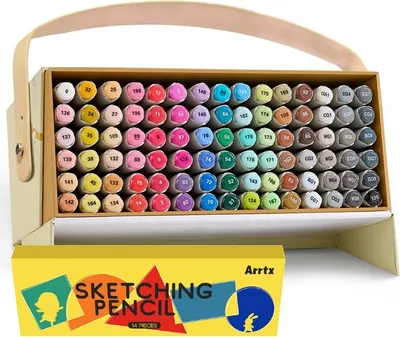 Image de Marqueurs à alcool double face ARRTX Brush & Chisel, 90pcs + crayons graphite S