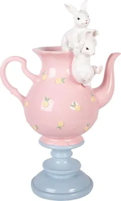 Zdjęcie produktu dla Clayre & Eef figurka dekoracyjna królik 22x14x35 cm biały plastik