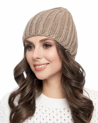 Produktbild von Gestrickte Mütze für Damen – 9571 – beige