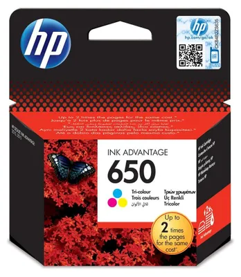 Obrázek produktu pro HP 650 Tříbarevná originální inkoustová kazeta Advantage, Standardní výtěžnost, Azurová, Purpurová, Žlutá, Inkoust na bázi barvy, 1 kusů, 200 str., Kombinované balení