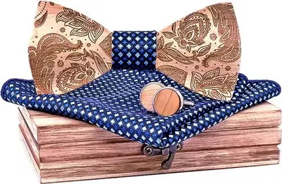 Produktbild von Lovely Holzfliege Schwarz Blau – Elegantes Set für den Gentleman KP30920