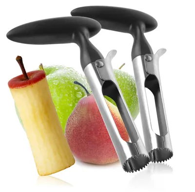 Produktbild von COM-FOUR® 2x Apfelausstecher aus rostfreiem Edelstahl 430 mit Kunststoff-Griff - praktischer Kernausstecher - Apfelentkernen