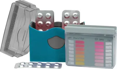 Produktbild von BAYROL Pooltester pH/CI - Wassertester für Pool - pH Wert & freies Chlor - jeweils 2 x 20 Reagenztabletten Phenol Red & DPD No. 1 - Wassertest, pH Messgerät