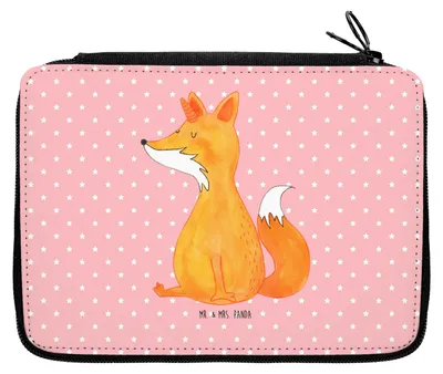 Produktbild von Mr. & Mrs. Panda Mäppchen Einhorn Fuchs - Rot Pastell - Geschenk, Fuchshörnchen, Federtasche, Schlampermäppchen, Etui, Unicorn, Einhörner, Federmappe, Federmäppchen