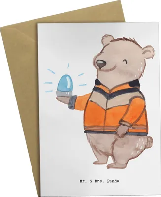 Produktbild von Mr. & Mrs. Panda Klappkarte Rettungssanitäter Herz - Weiß - Geschenk, neujahrskarte, Grußkarten, weihnachtskarten, einladungskarten, osterkarte
