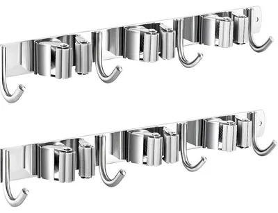 Image de Lot de deux supports et crochets robustes pour outils de nettoyage (3 supports et 4 crochets)