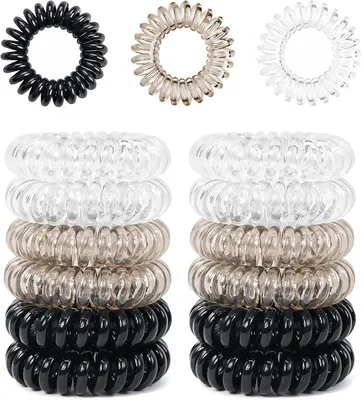 Produktbild von 12 Stück spiralförmige Haargummis und Scrunchies, Accessoires für Frauen und Mädchen