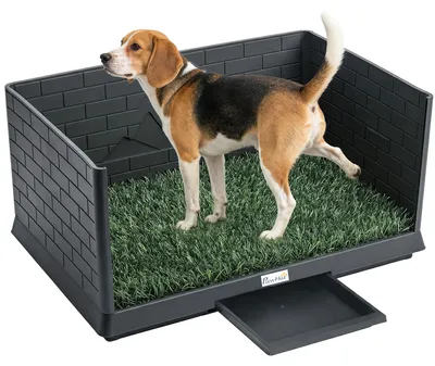 Produktbild von PawHut Hundetoilette 75 x 51 cm Hundeklo mit Kunstrasen hohen Wänden Drainage