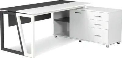 Immagine prodotto di Scrivania di design Scrivania per ufficio con spazio di archiviazione Shcrank Scrivania in legno Bianco Grigio