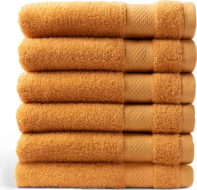 Produktbild von DoubleDry Premium Handtücher Set - 6 Stück 50 X 100 cm Baumwolle - 500 g/m² - Weich & Saugstark - Handtuch Badetuch badehandtücher für Bad und Dusche (Ockergelb)