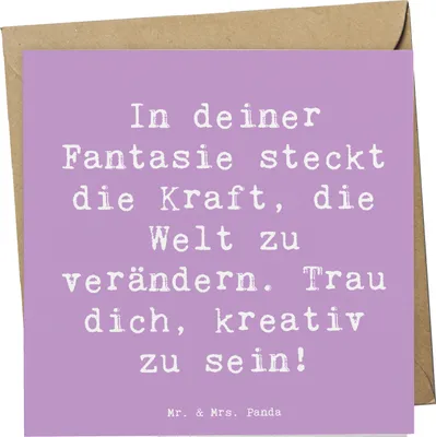 Produktbild von Mr. & Mrs. Panda Grußkarte Spruch Die Freude an der Kreativität entdecken - Lavendeltraum - Geschenk, kreative Freiheit, Trost, Schöpferkraft, Vertrauem, Fantasie, Magie