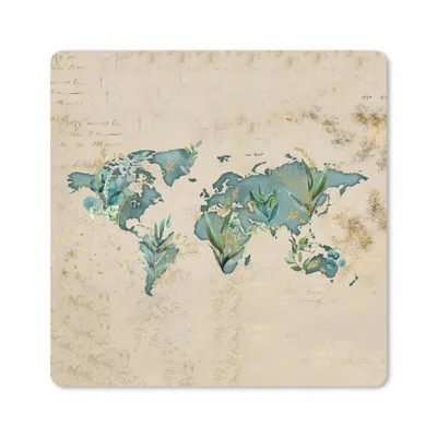 Produktbild von MuchoWow® Mauspad Mousepad Weltkarte - Vintage - Pflanzen 20x20 cm - Mousepads - Maus Mat - Pad - Mausunterlage - Desk Mat - Bureauartikeln