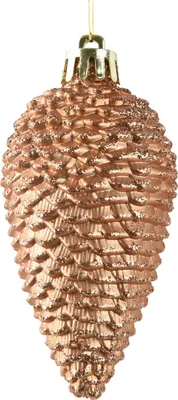Produktbild von Christbaumschmuck Zapfen 8cm Kunststoff 6 Stück - Brandy