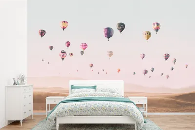 Produktbild von MuchoWow® Fototapete für Wohnzimmer oder Schlafzimmer Wandtapete Vinyl Motivtapete Heißluftballon - Wüste - Himmel - Landschaft - Natur - 600x400 cm - Vinyltapeten