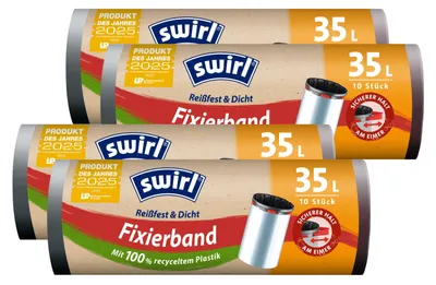 Produktbild von 4x Swirl Fixierband Müllbeutel 35L ( 10 stk./Rolle )