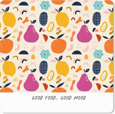 Produktbild von MuchoWow® Mauspad Mousepad Zitate - Sprichwörter - Essen - Gutes Essen, gute Laune 20x20 cm - Mousepads - Maus Mat - Pad - Mausunterlage - Desk Mat - Bureauartikeln