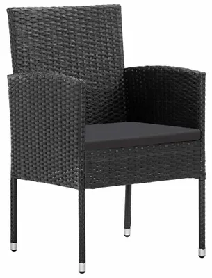 Image de vidaXL Chaises de jardin avec coussins en noir 4 pcs. noir Polyrattan