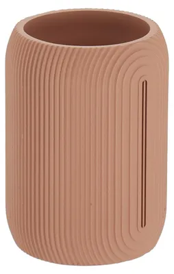Image de TENDANCE | Pot à brosse à dents - porte-brosse à dents - rose - 270 ml - pot à brosse à dents - accessoires de salle de bain - strié