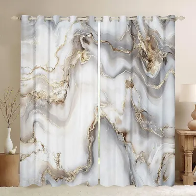 Marmor-Vorhang Grau-Gold, 2 Paneele, 168x228 cm