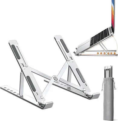 Obrázek produktu pro Ergonomický stojan na notebook z hliníku, nastavitelný, stříbrný, 6 poloh